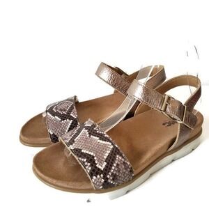 IMAC Sandals Rose Gold Snake Print Leather Sandals Made in Italy